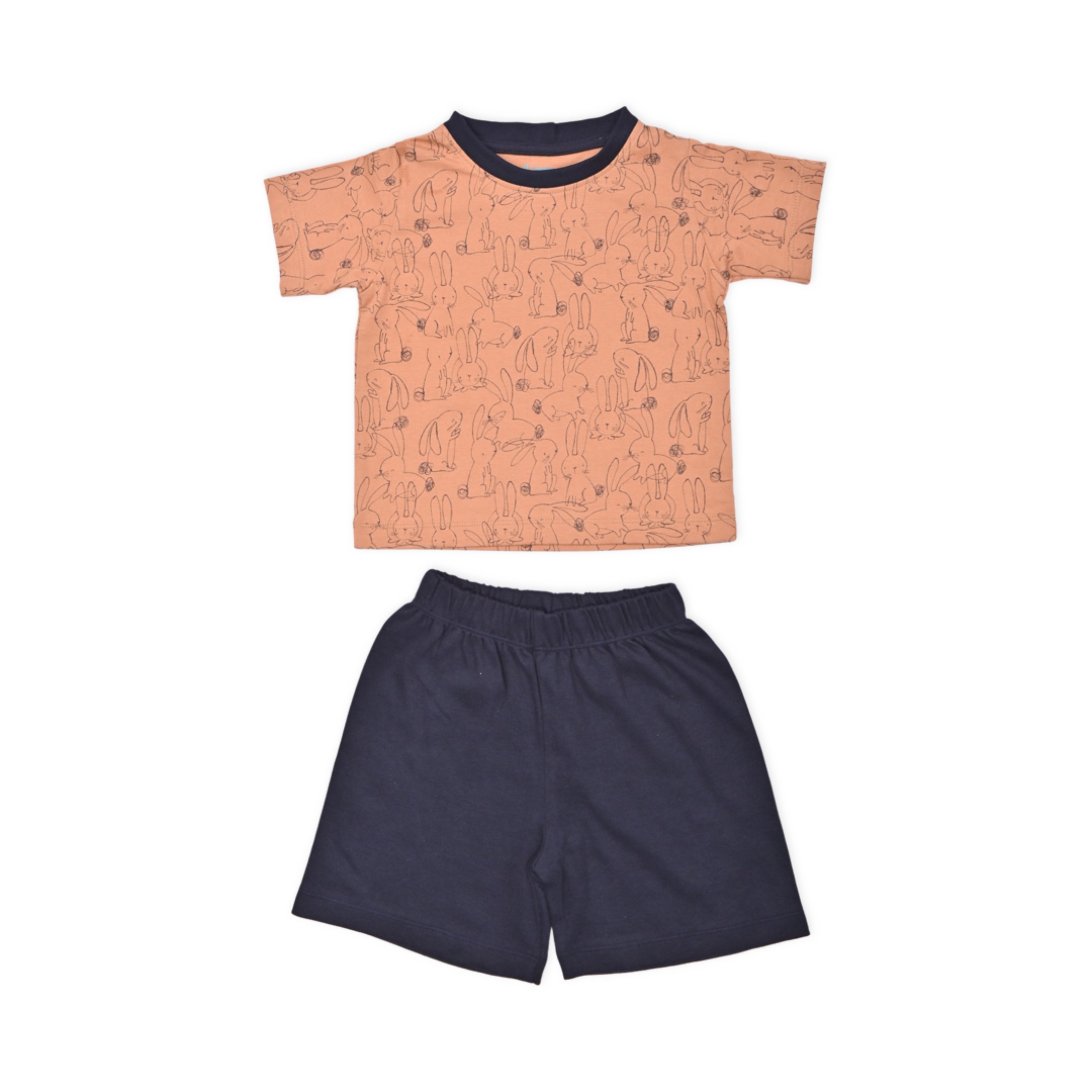 Zoul & Zera contrast piping round Neck with rabbit print Casual Tees for Boys