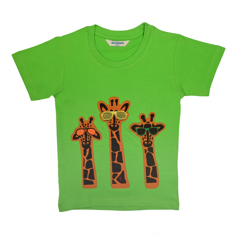 Zoul & Zera boys giraffe applique lime green t shirt