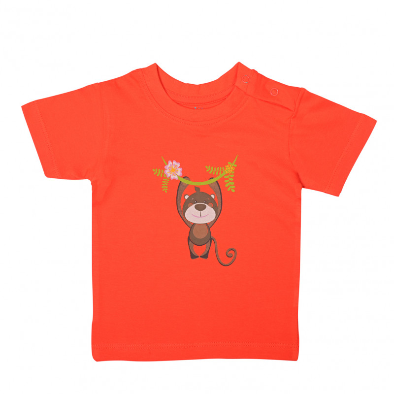 Zoul & Zera baby boy monkey print orange t shirt
