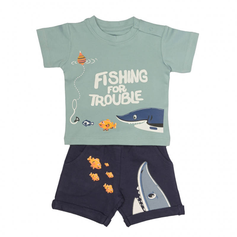 zoul & zera baby boys fish print t-shirt and shorts set